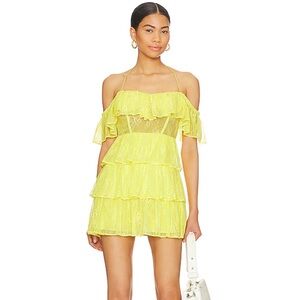 MAJORELLE Rena Mini Dress in Lemon Yellow